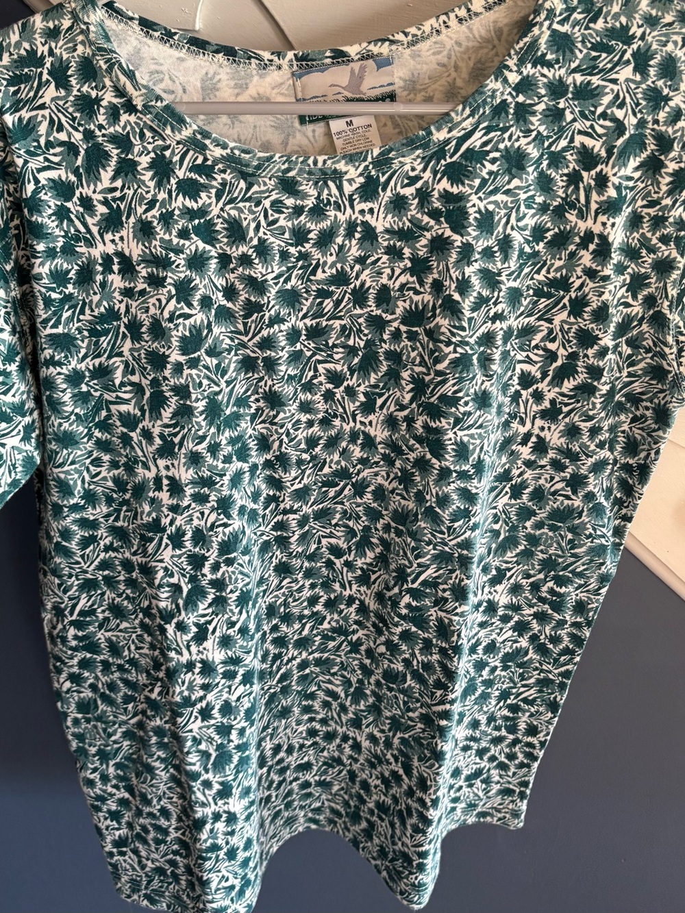 Women’s Green Printed Cotton Jersey Top - M